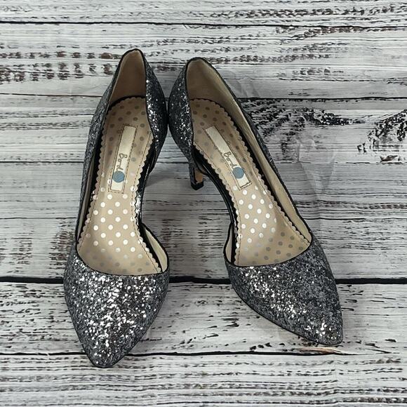 Boden Heels Pumps Shoes size 36 5.5 Gray Silver Sparkles Wedding Prom Evening - Picture 2 of 14